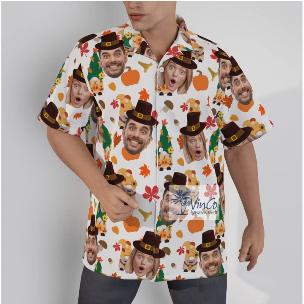 Funny Custom Multiple Faces Thanksgiving Gnomes Hawaiian Shirt