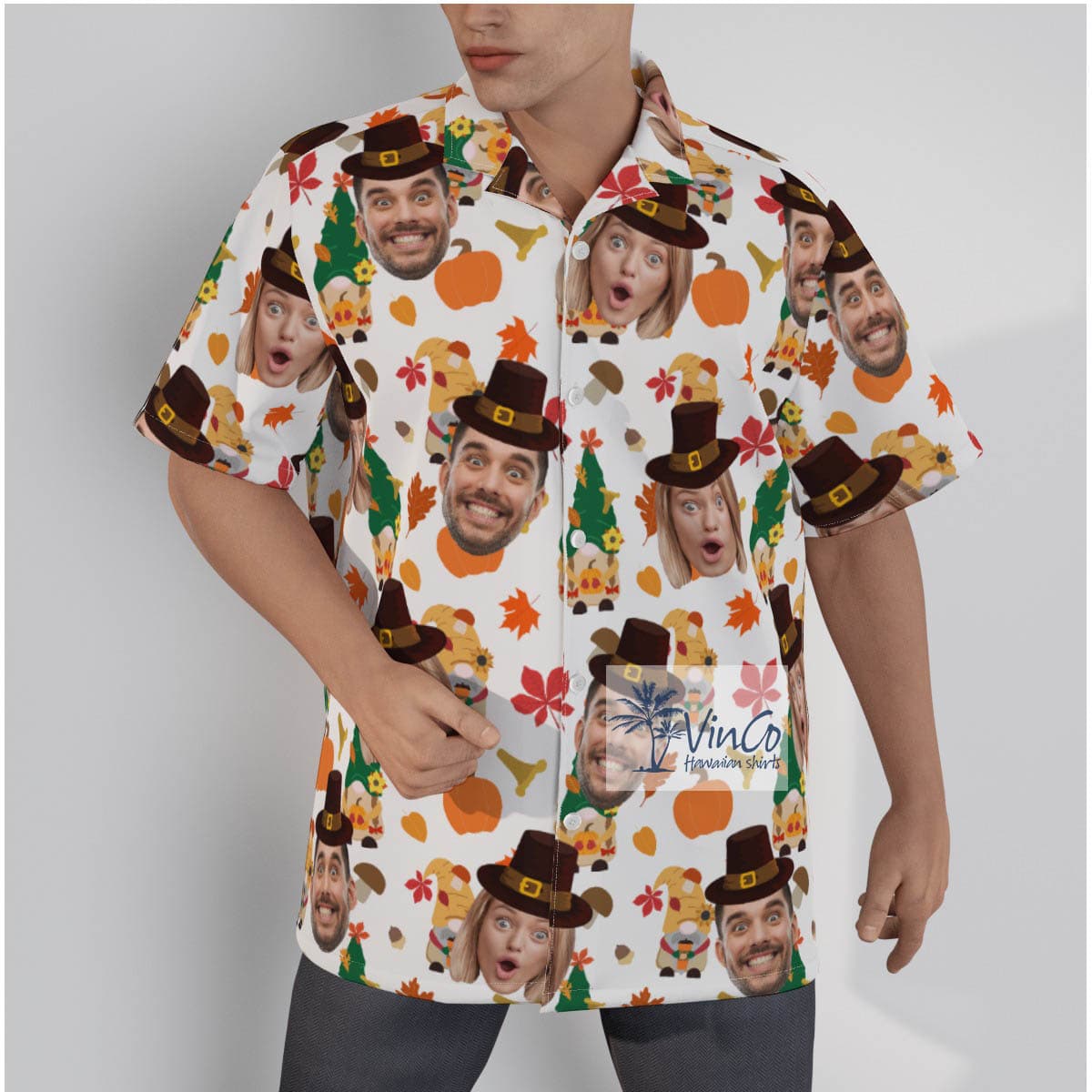 Funny Custom Multiple Faces Thanksgiving Gnomes Hawaiian Shirt