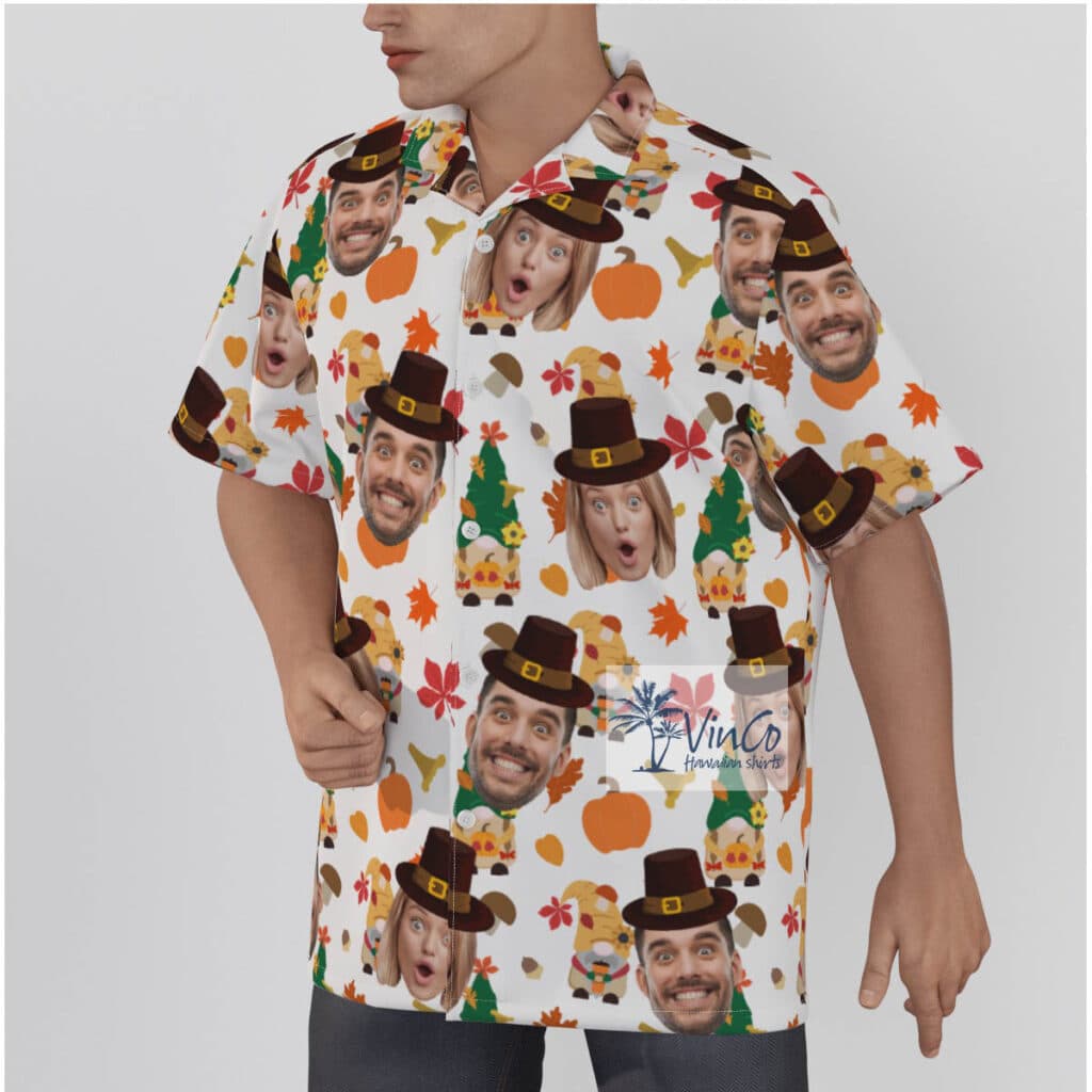 Funny Custom Multiple Faces Thanksgiving Gnomes Hawaiian Shirt