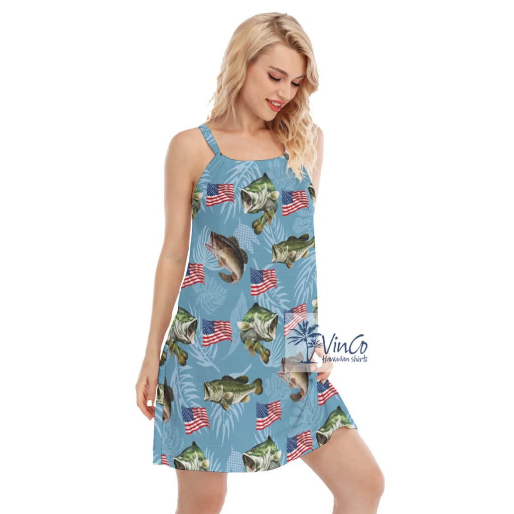 Funny Fish American Flag Hawaiian Cami Dress