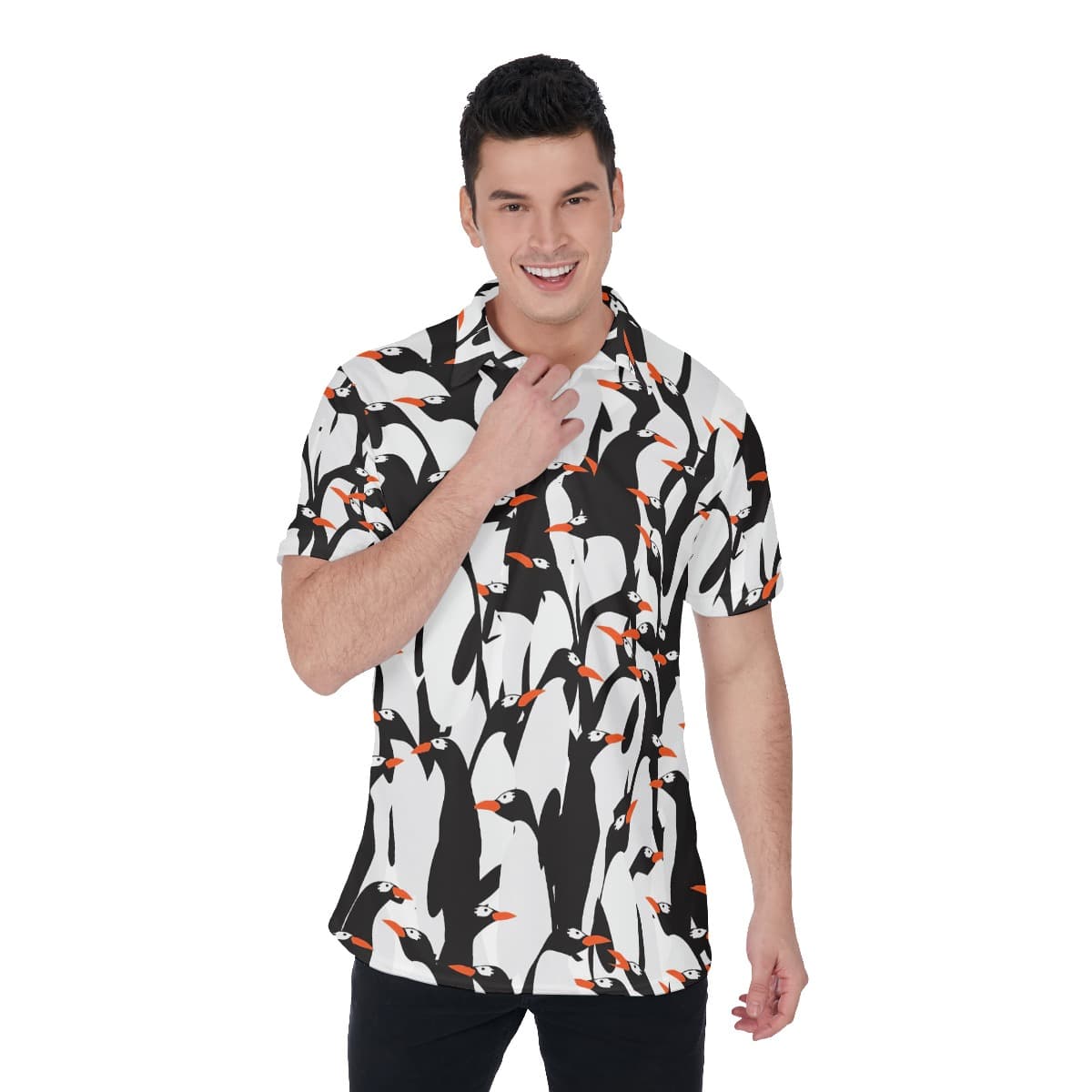 Funny Penguin Colony Hawaiian Polo Shirt