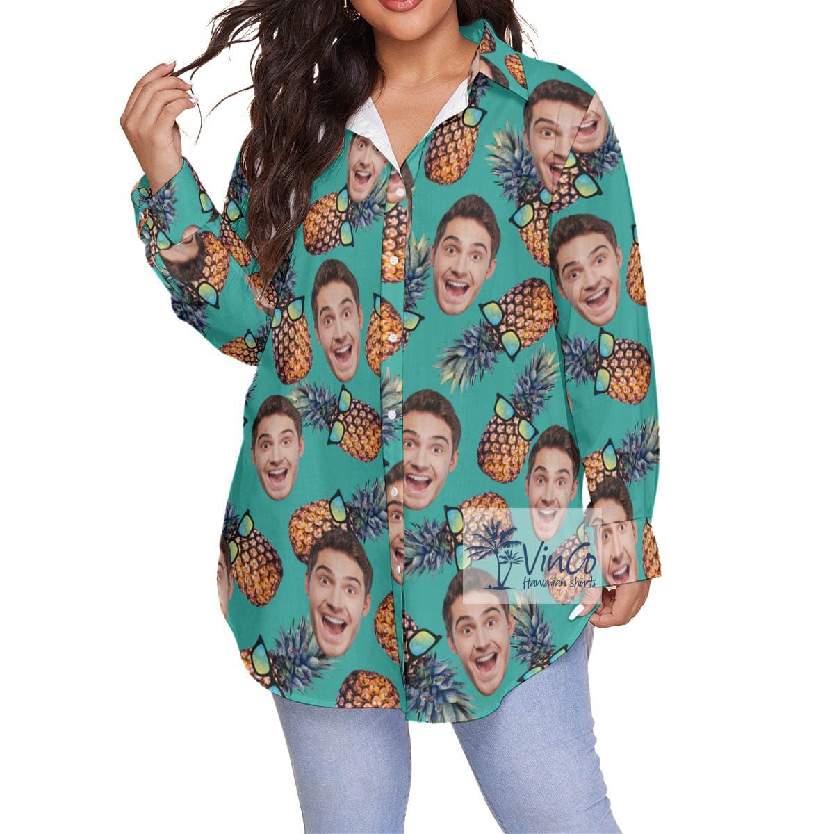 Funny Pineapple Sun Glasses Hawaiian Plus Size Shirt With Custom Face (3)