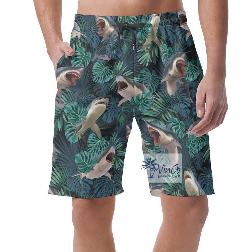 Funny Shark Beach Shorts For Men Summer Vacation (1)