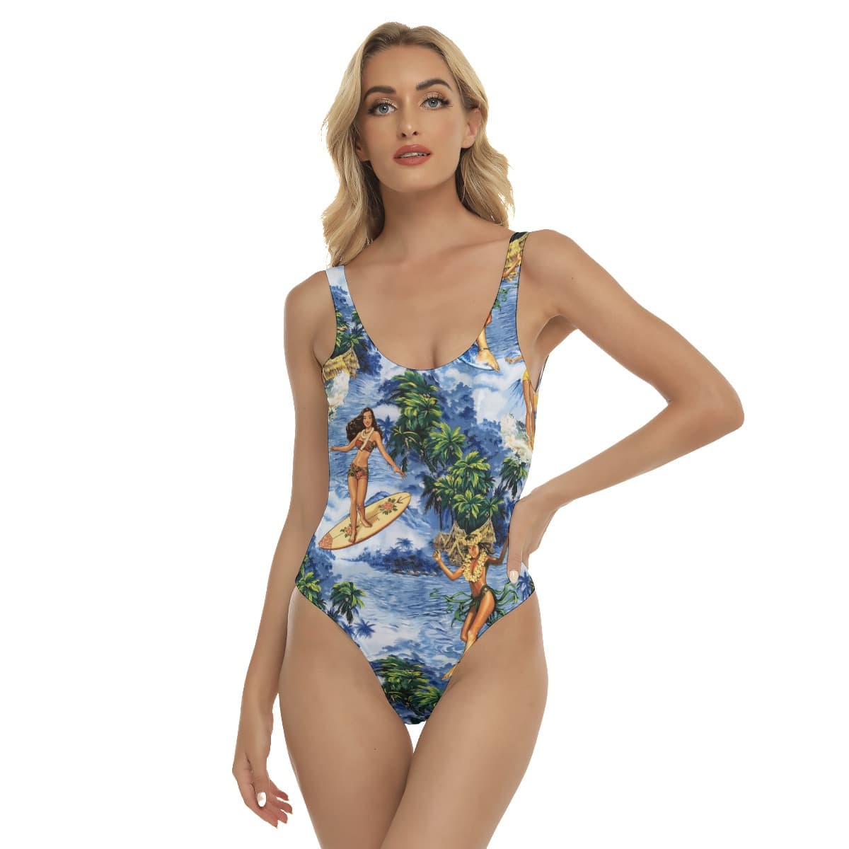 Funny Surfing Girl Tropical Hawaiian Swimsuit For Women
