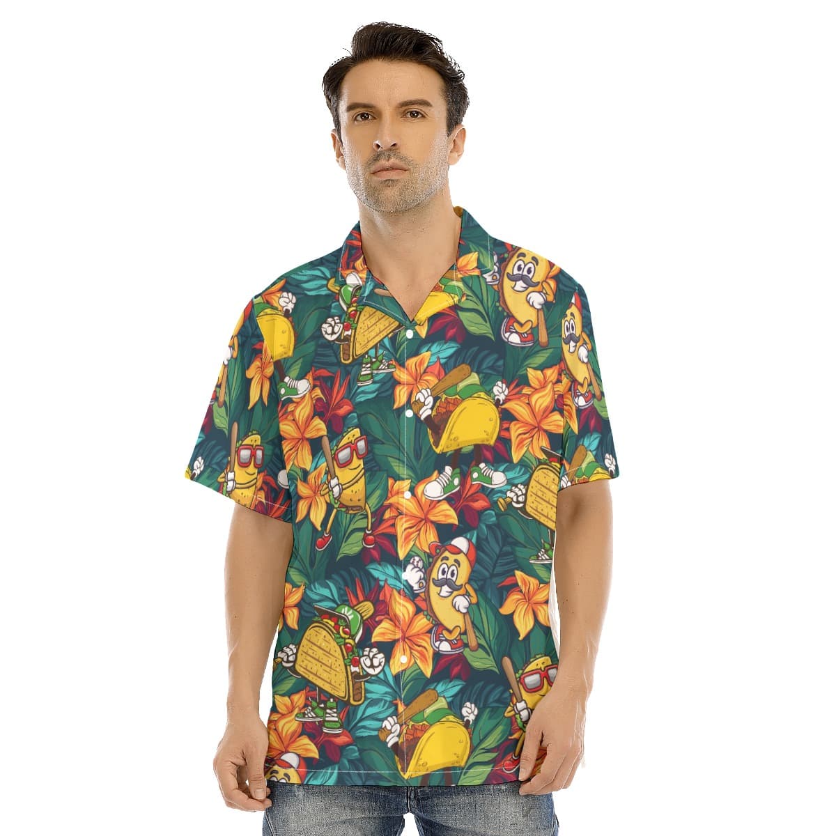 Funny Taco Baseball Floral Hawaiian Shirt