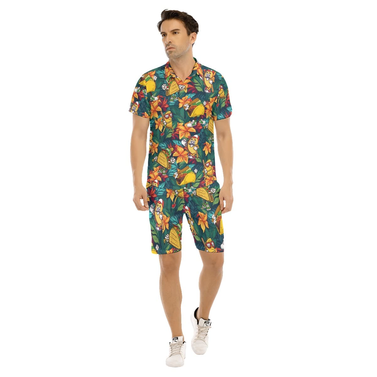 Funny Taco Baseball Tropical Hawaiian Shirt And Shorts For Men