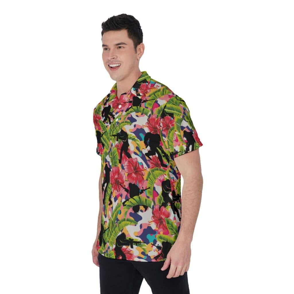 Funny Tactical Bigfoot Colorful Hawaiian Polo Shirt