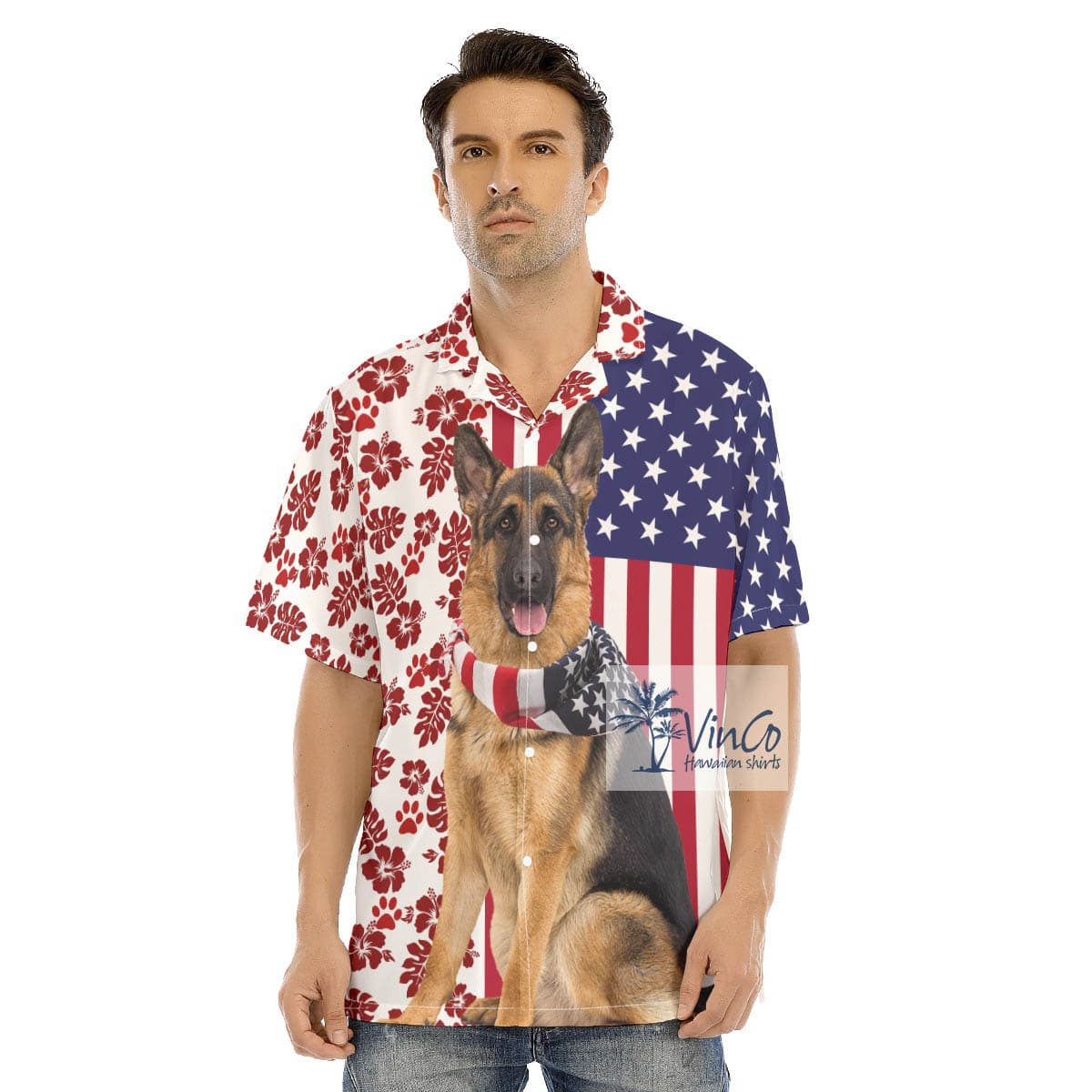 German Shepherd Dogs Patriotic 4th Of July Hawaiian Shirt For Men (1)