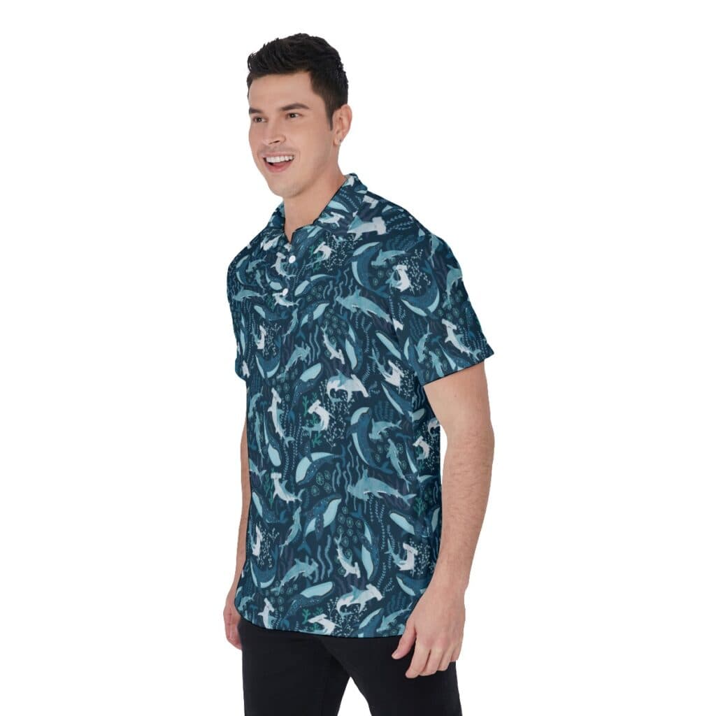 Hammerhead Sharks Hawaiian Polo Golf Shirt