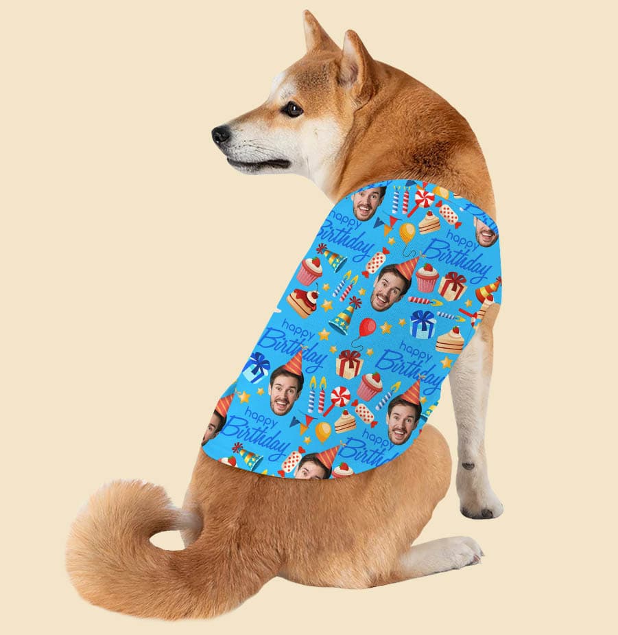 Happy Birthday Custom Face Dog's Hawaiian Tank Top