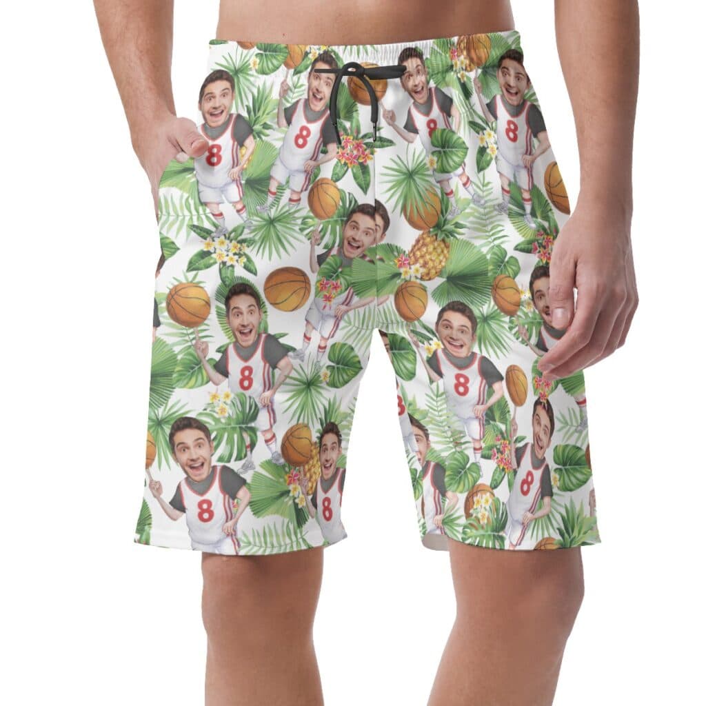 Hawaiian Personalized Basketball Player Summer Shorts For Men (1)
