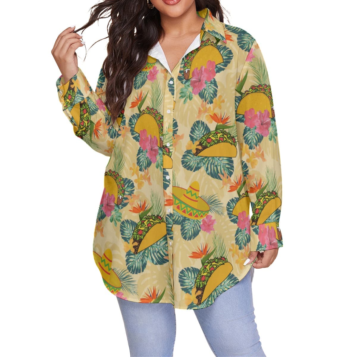 Hibiscus Taco Yellow Aloha Plus Size Shirt
