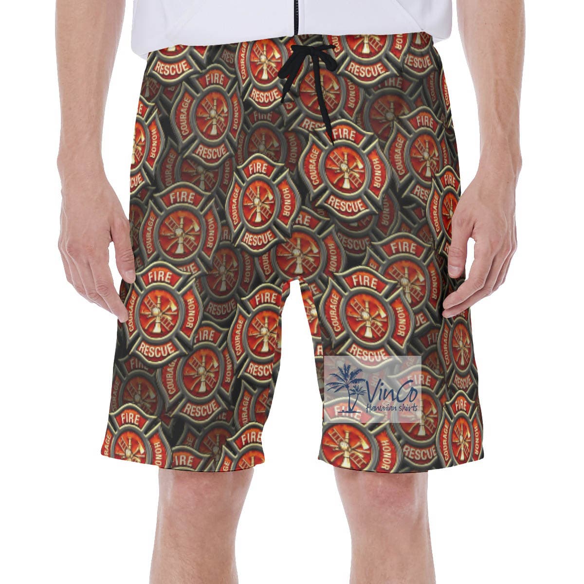 Honor Rescue Courage Firefighter Hawaiian Swimwear For Men