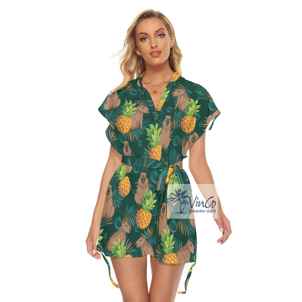 Lovely Capybara Hawaiian Dress For Girls (2)