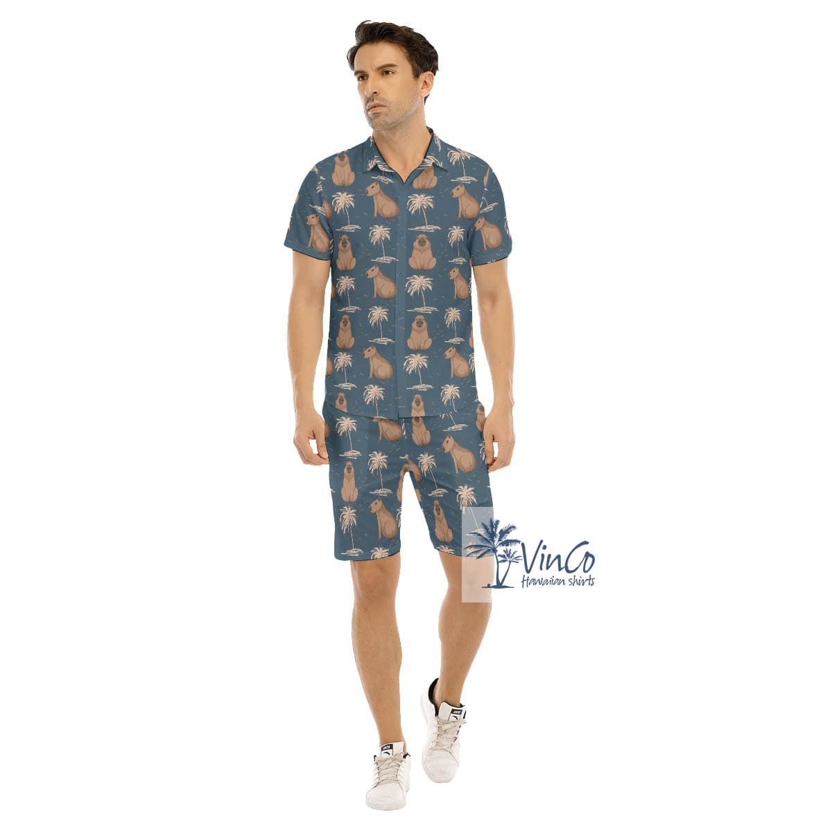 Matching Capybara Summer Beach Shirt And Shorts Set For Men (2)