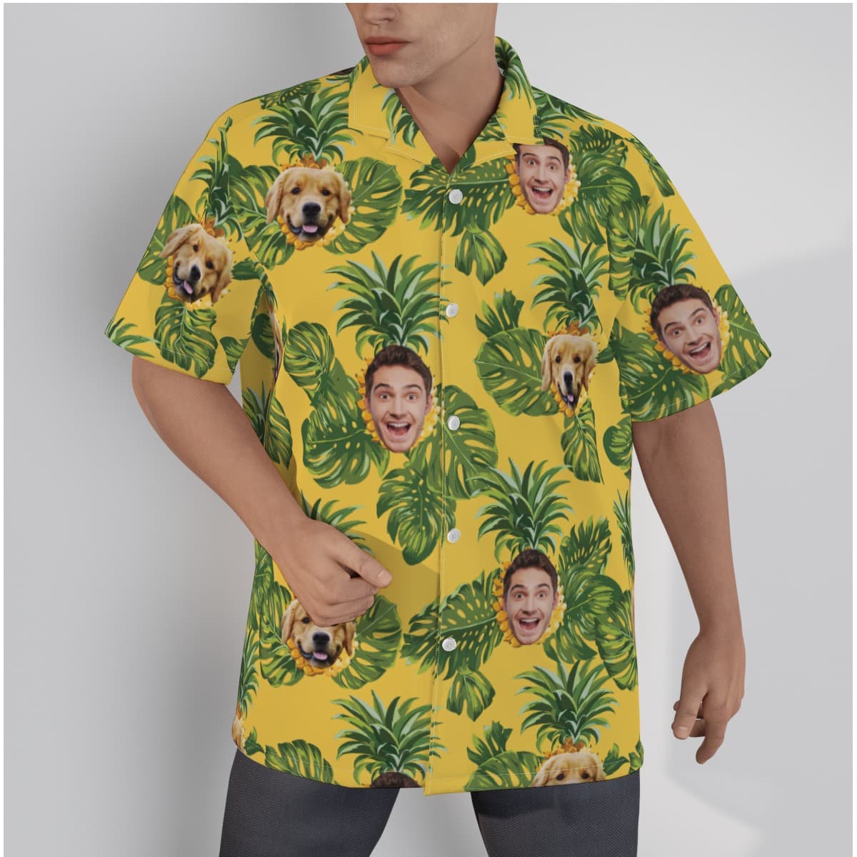 Matching Personalized Hawaiian Shirts With Dog And Owner Face (1)