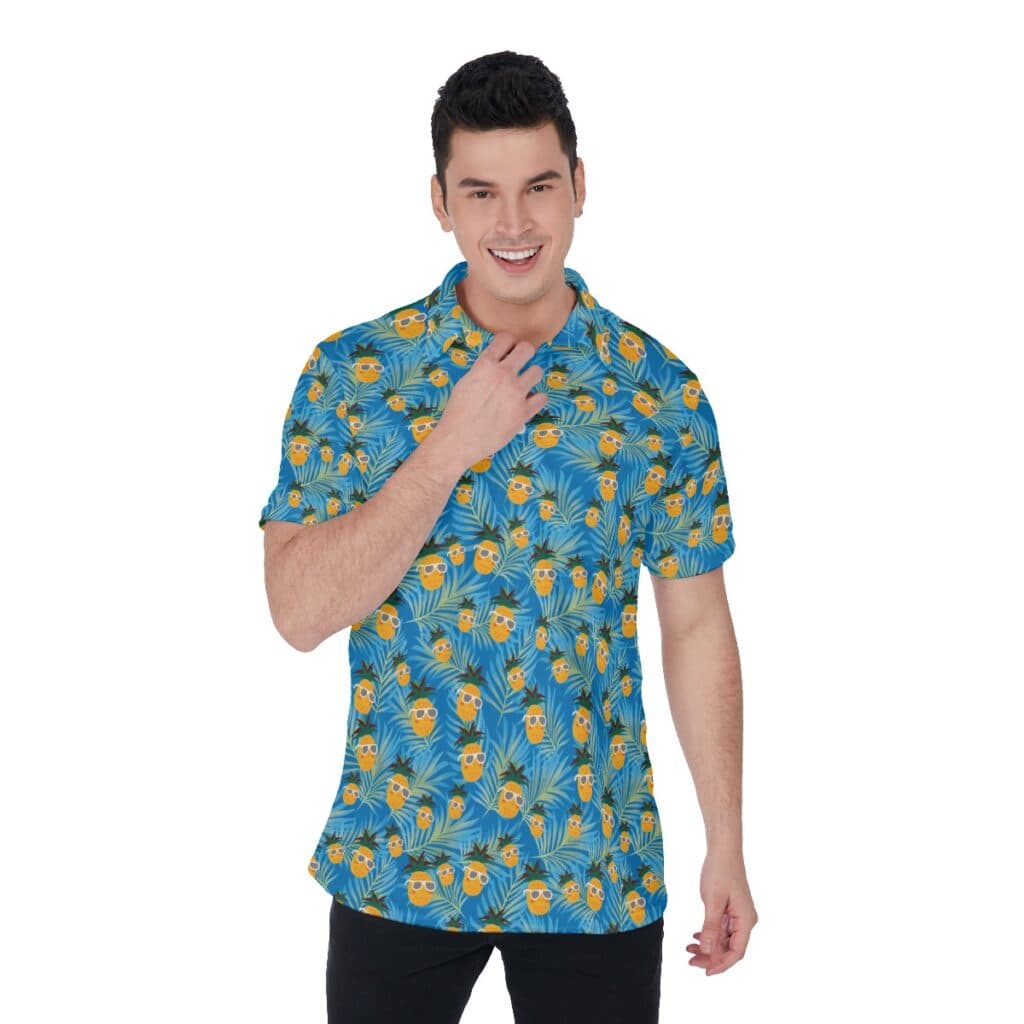 Men's Pineapple Hawaiian Collared Shirts
