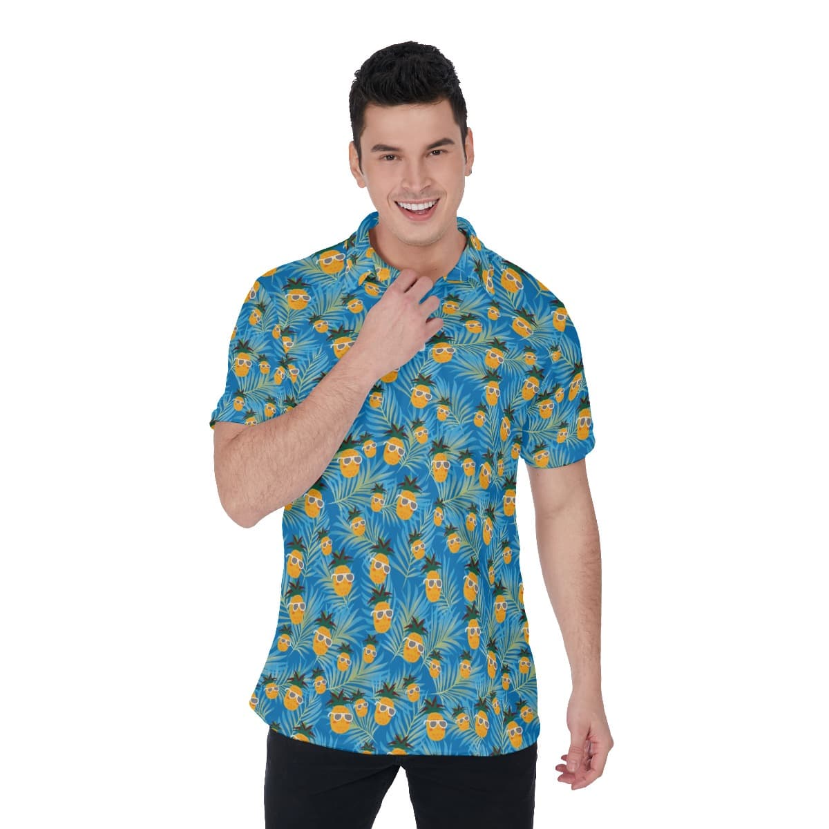 Men's Pineapple Hawaiian Collared Shirts