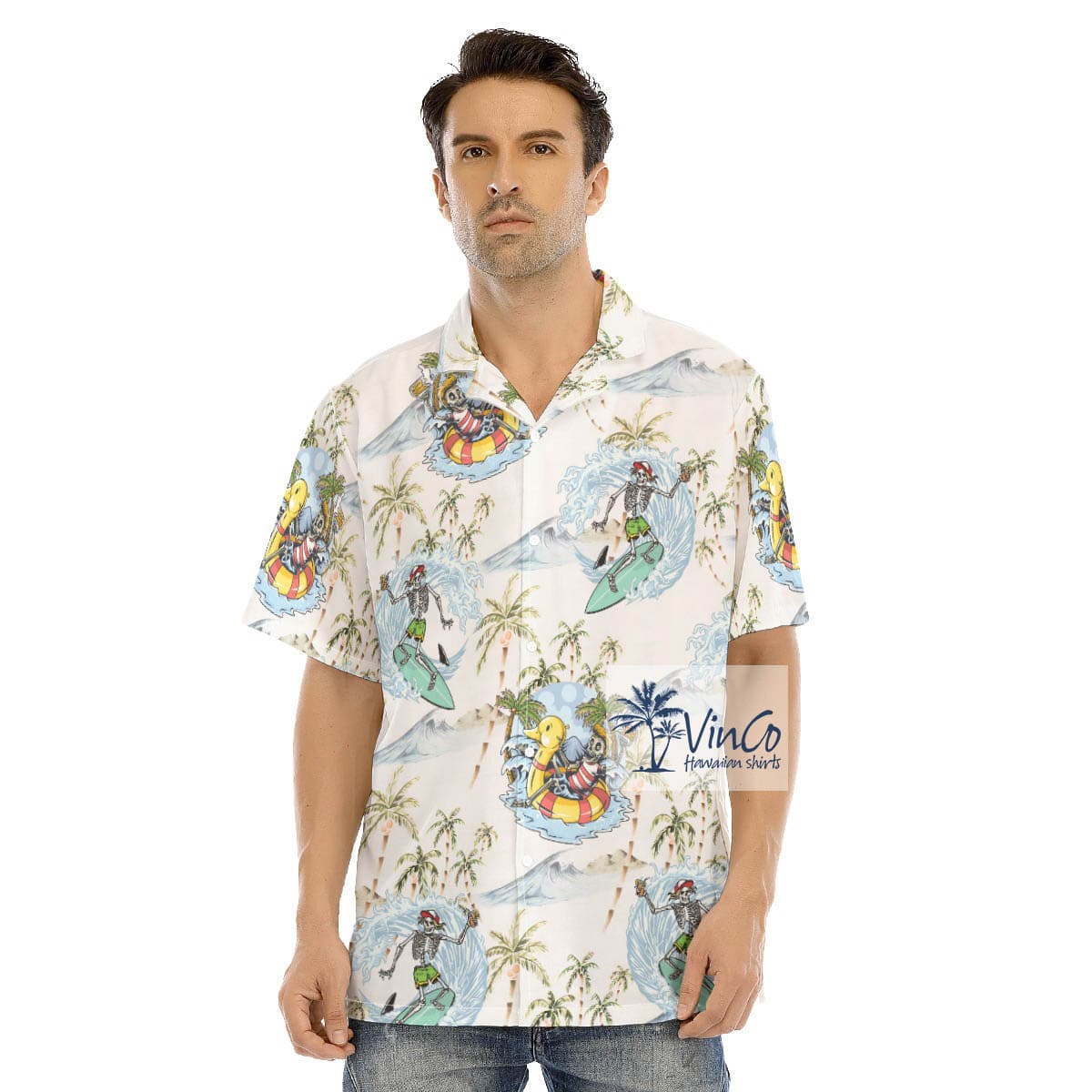Men’s Skull Surfing Hawaiian Shirt For Vacation (3)