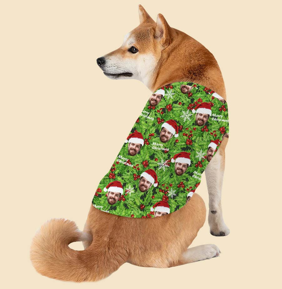Merry Christmas Custom Face Owner Hawaiian Shirt For Dog