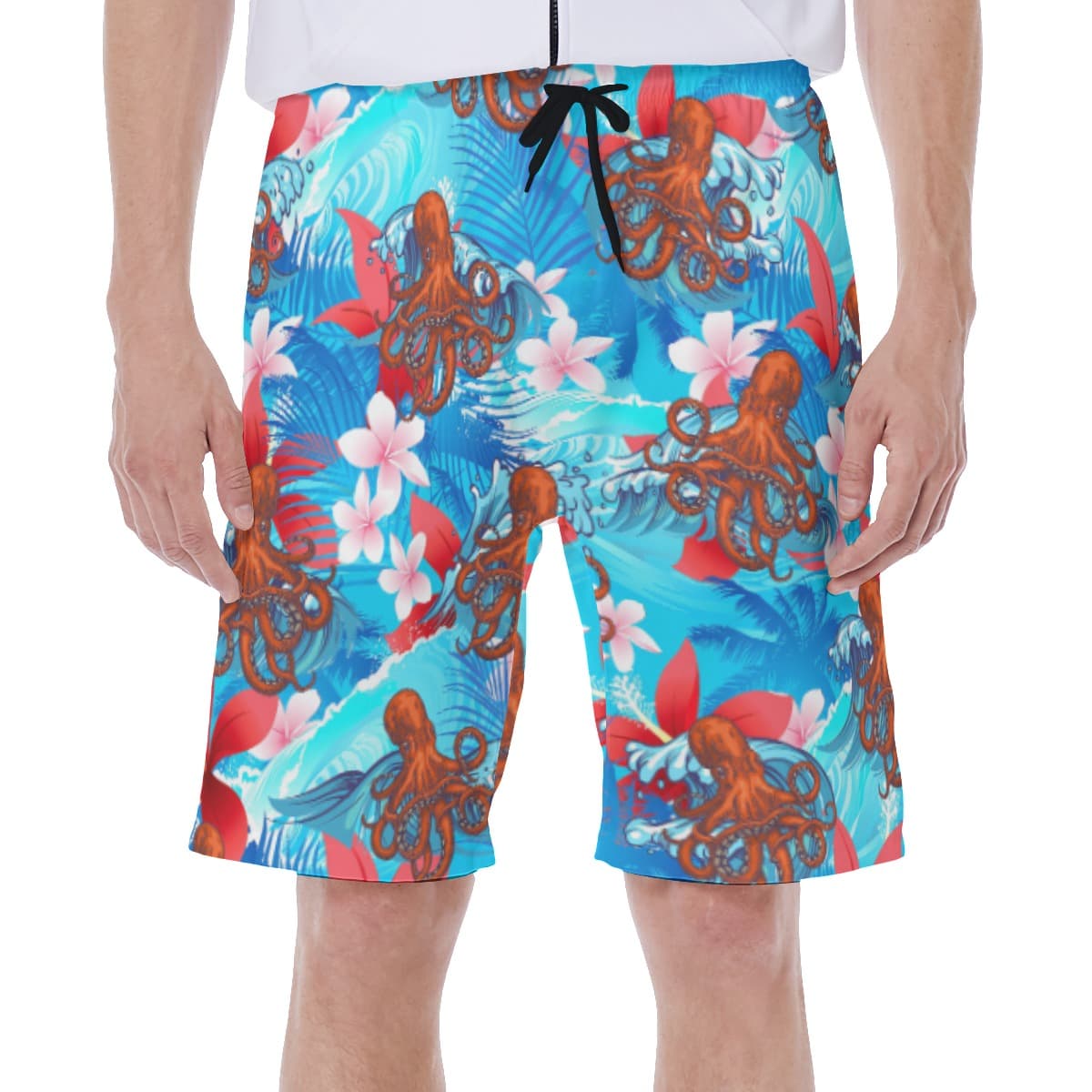 Ocean Octopus Blue Hawaiian Swim Trunks For Men
