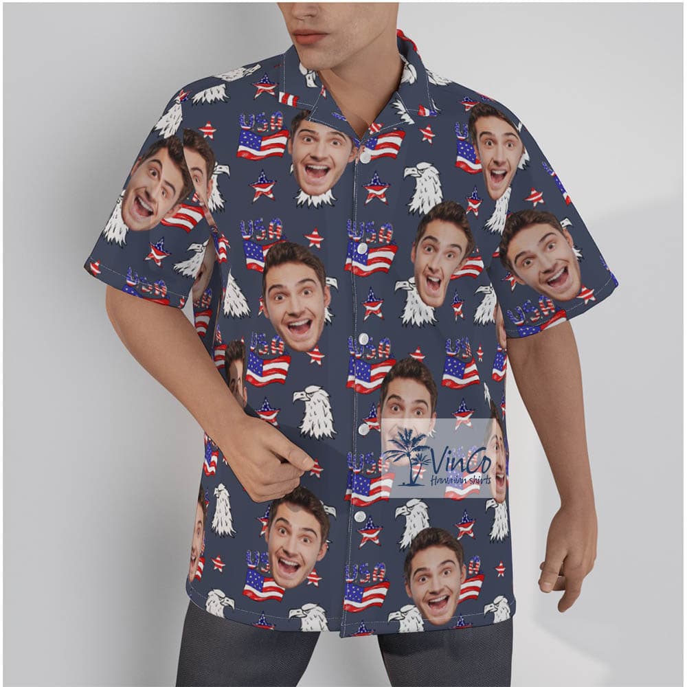 Patriotic Hawaiian Shirt Custom Face 4th Of July Aloha Shirt (1)