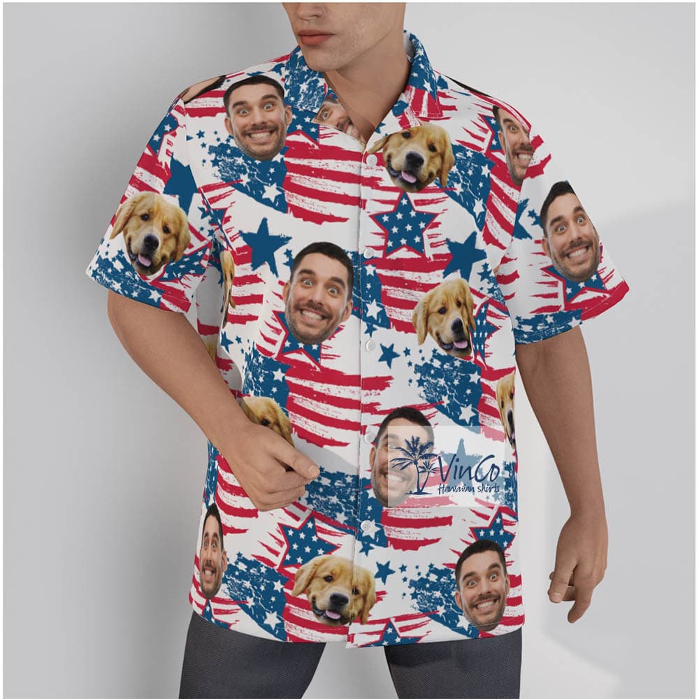 Personalized Custom Personalized Faces Patriotic Hawaiian Shirt (3)