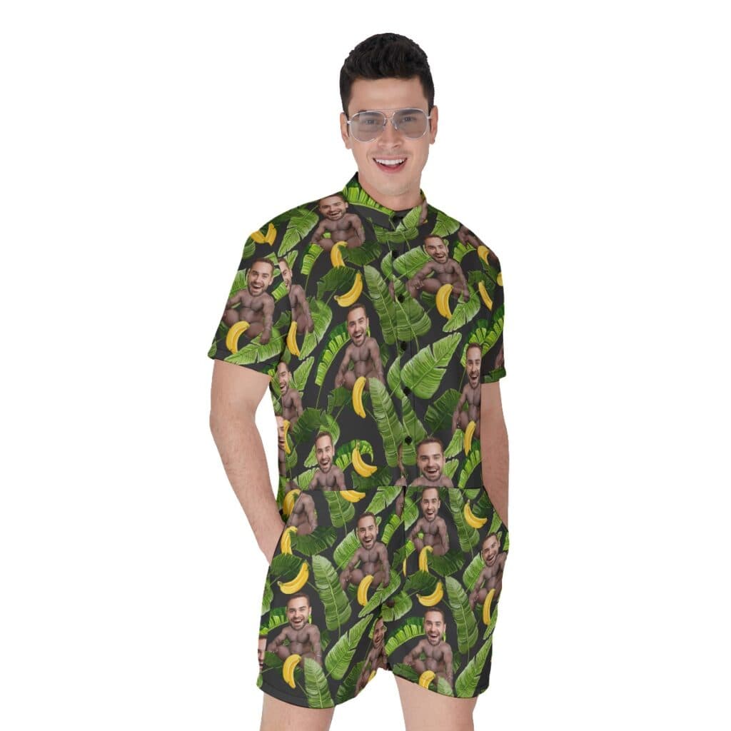 Personalized Face Barry Wood Romper For Men (1)