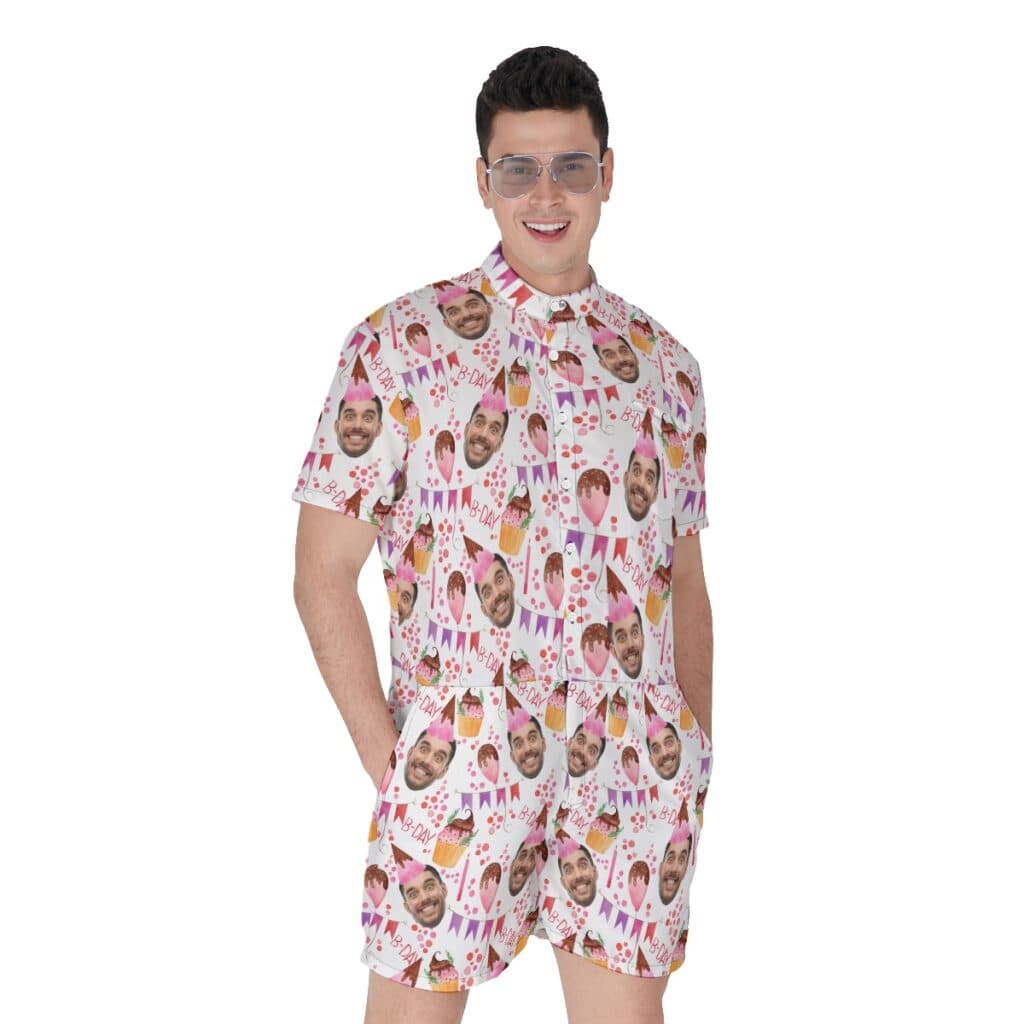 Personalized Face Birthday Men's Romper (1)