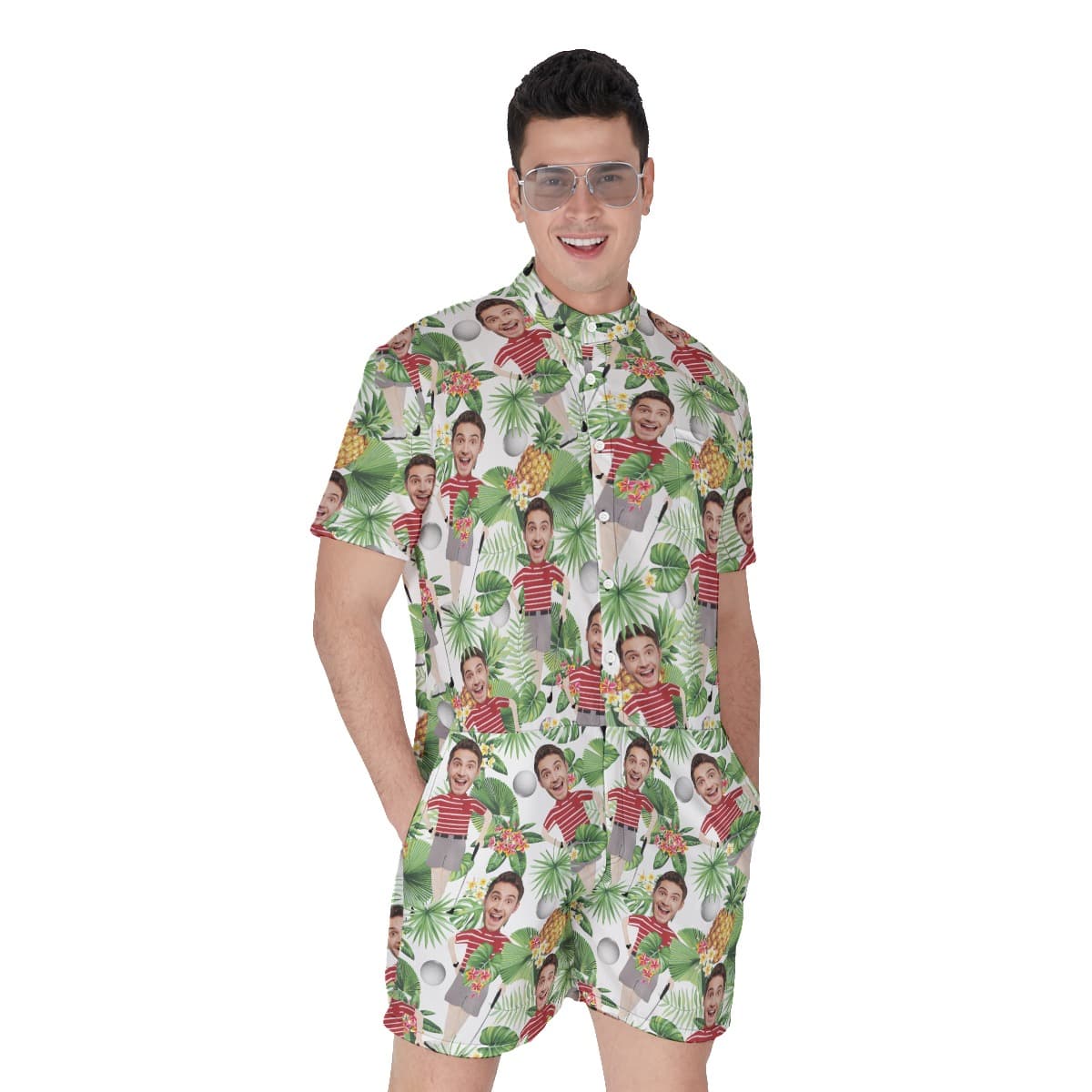 Personalized Face Golf Player Short Romper For Men (1)