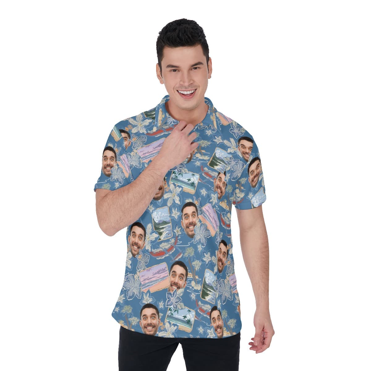 Personalized Face Photos Aloha Polo Shirt For Men