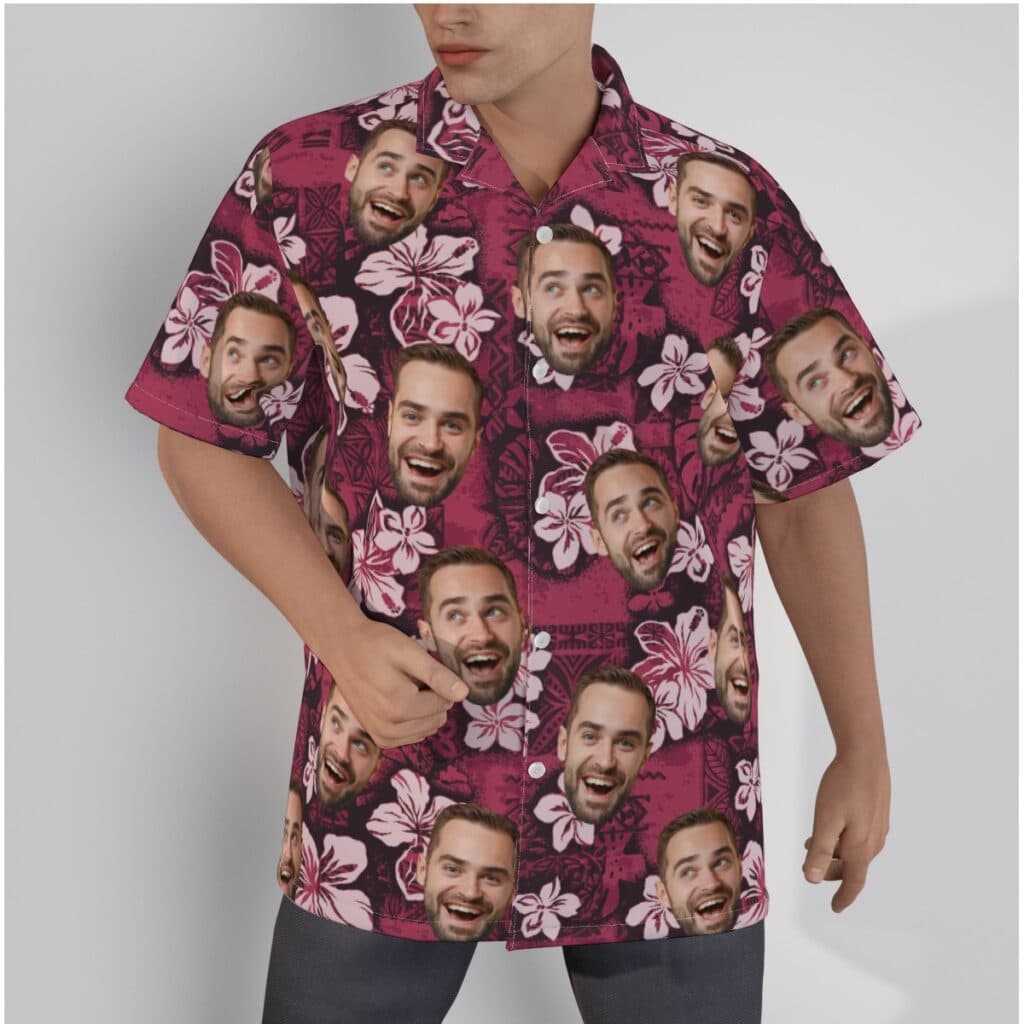 Personalized Face Pink Hawaiian Shirts