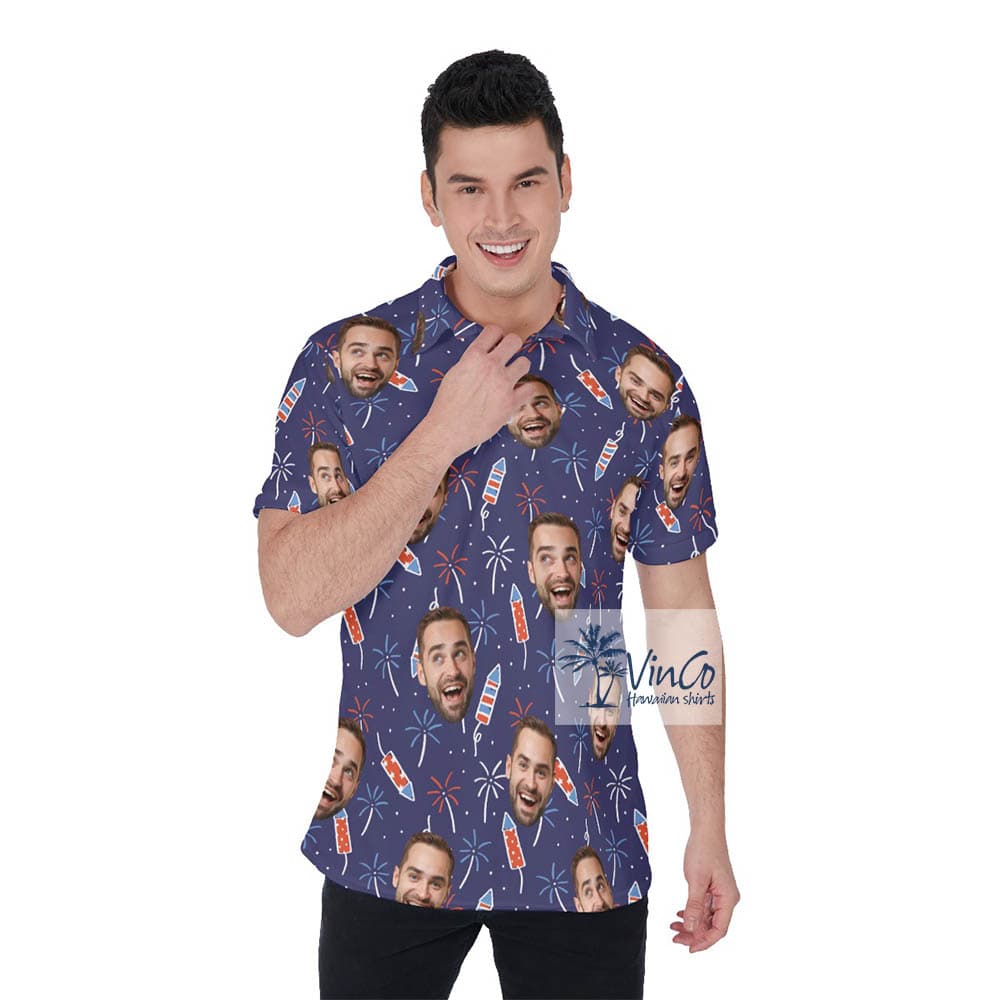 Personalized Faces 4th Of July Men’s Hawaiian Shirt (3)