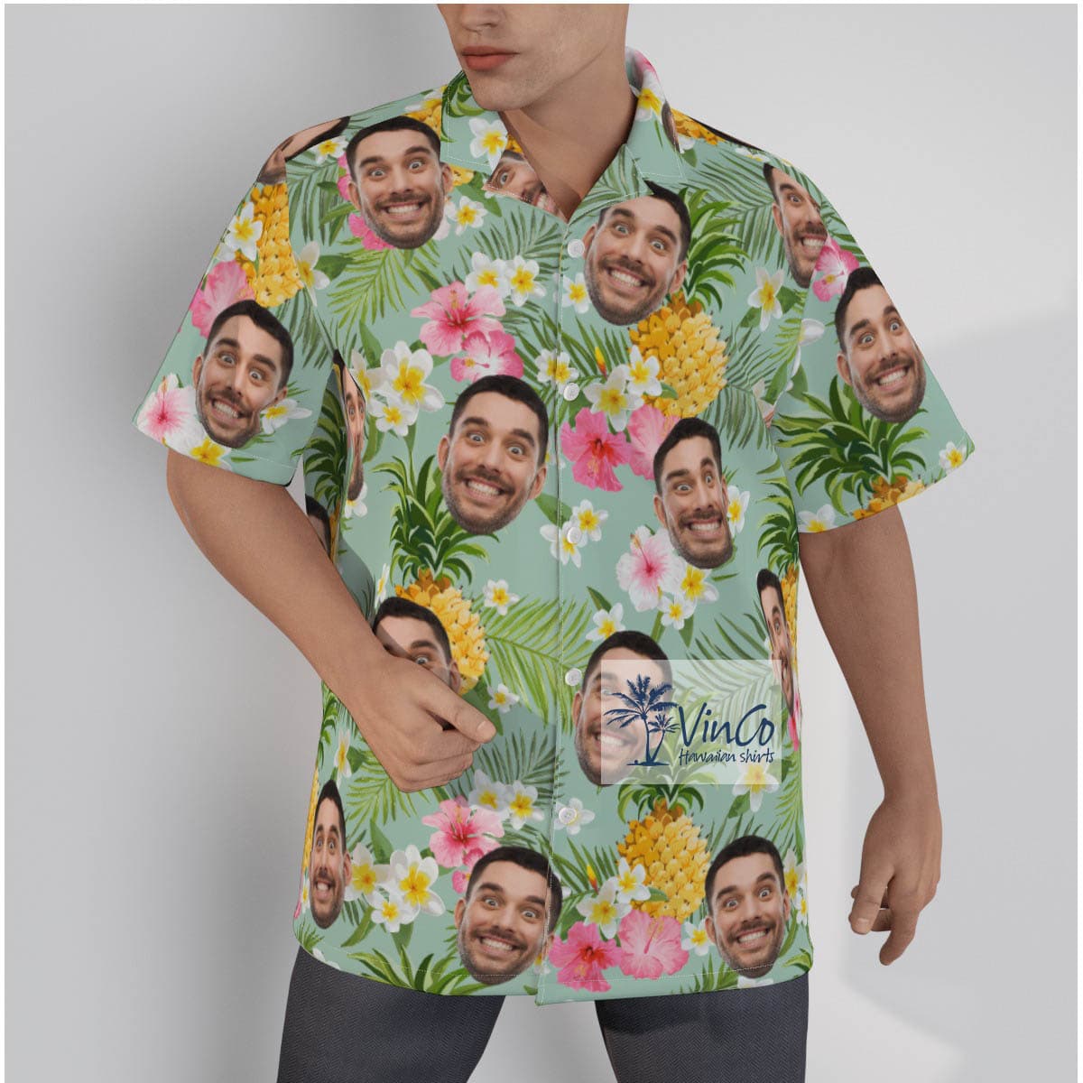 Personalized Faces Hawaiian Beach Shirt For Men (2)