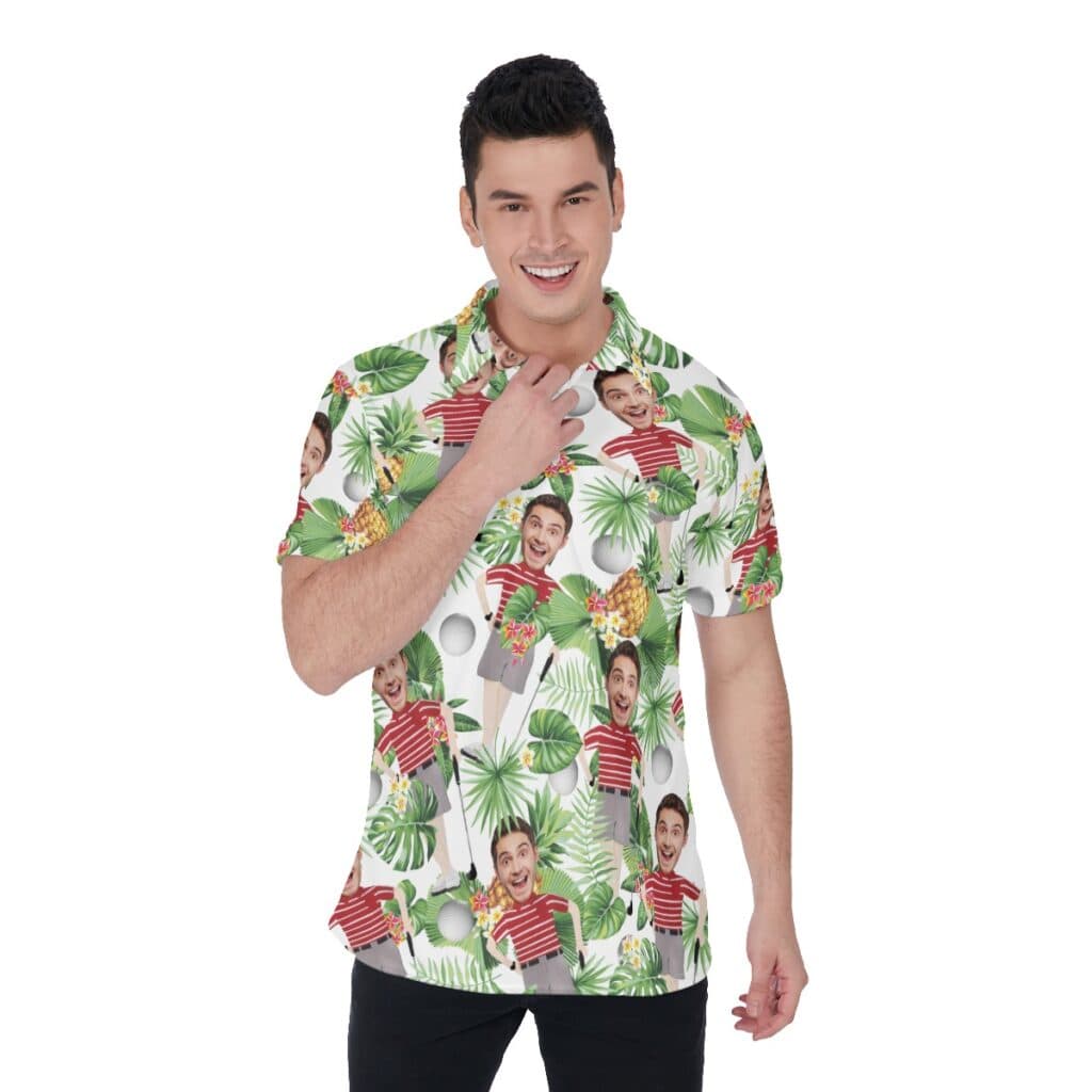 Personalized Faces Hawaiian Golf Shirts For Men