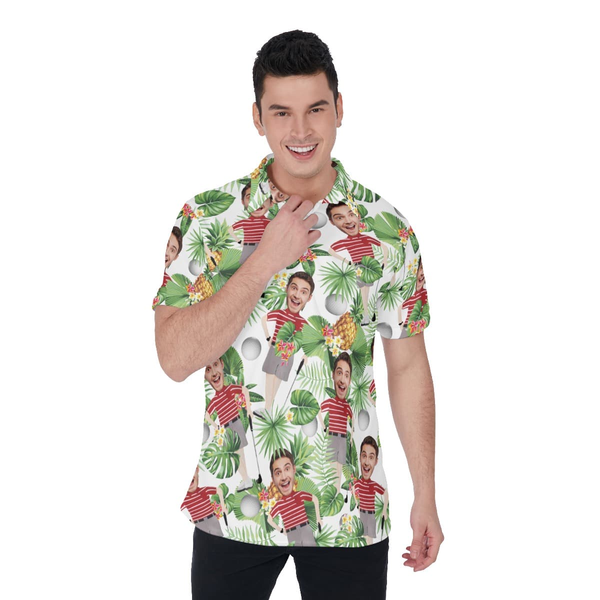 Personalized Faces Hawaiian Golf Shirts For Men