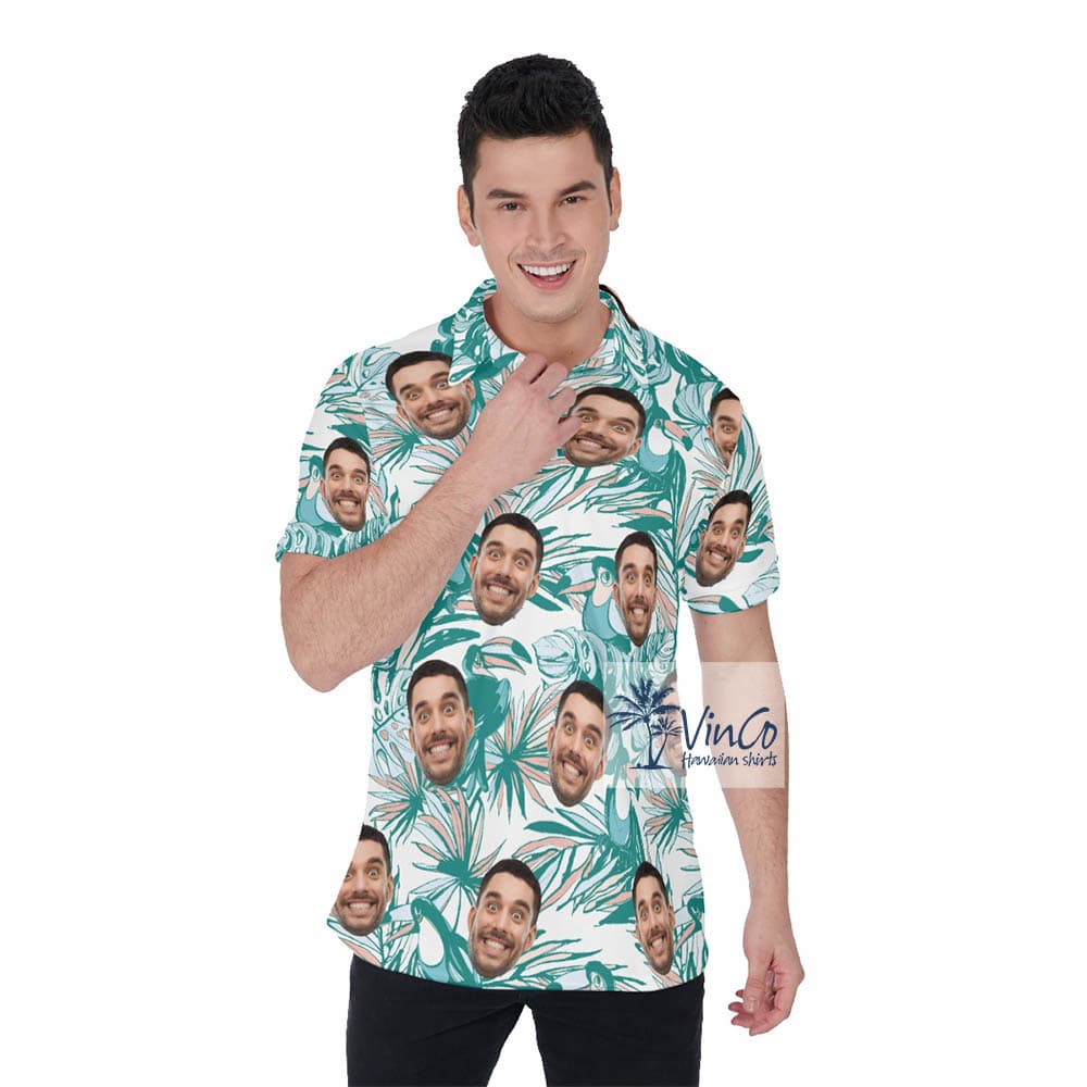 Personalized Faces Hawaiian Polo Shirt For Men (2)