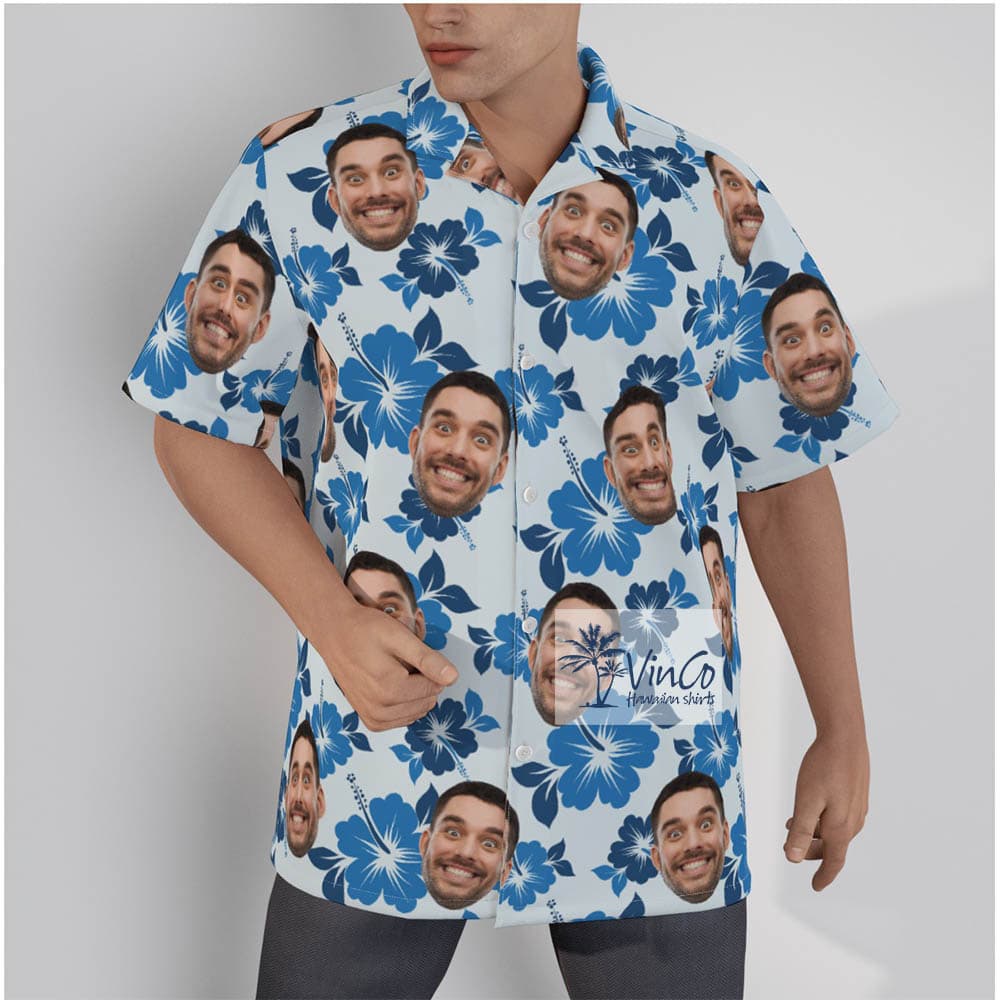 Personalized Faces Photo Hawaiian Button Up Shirt For Matching (2)