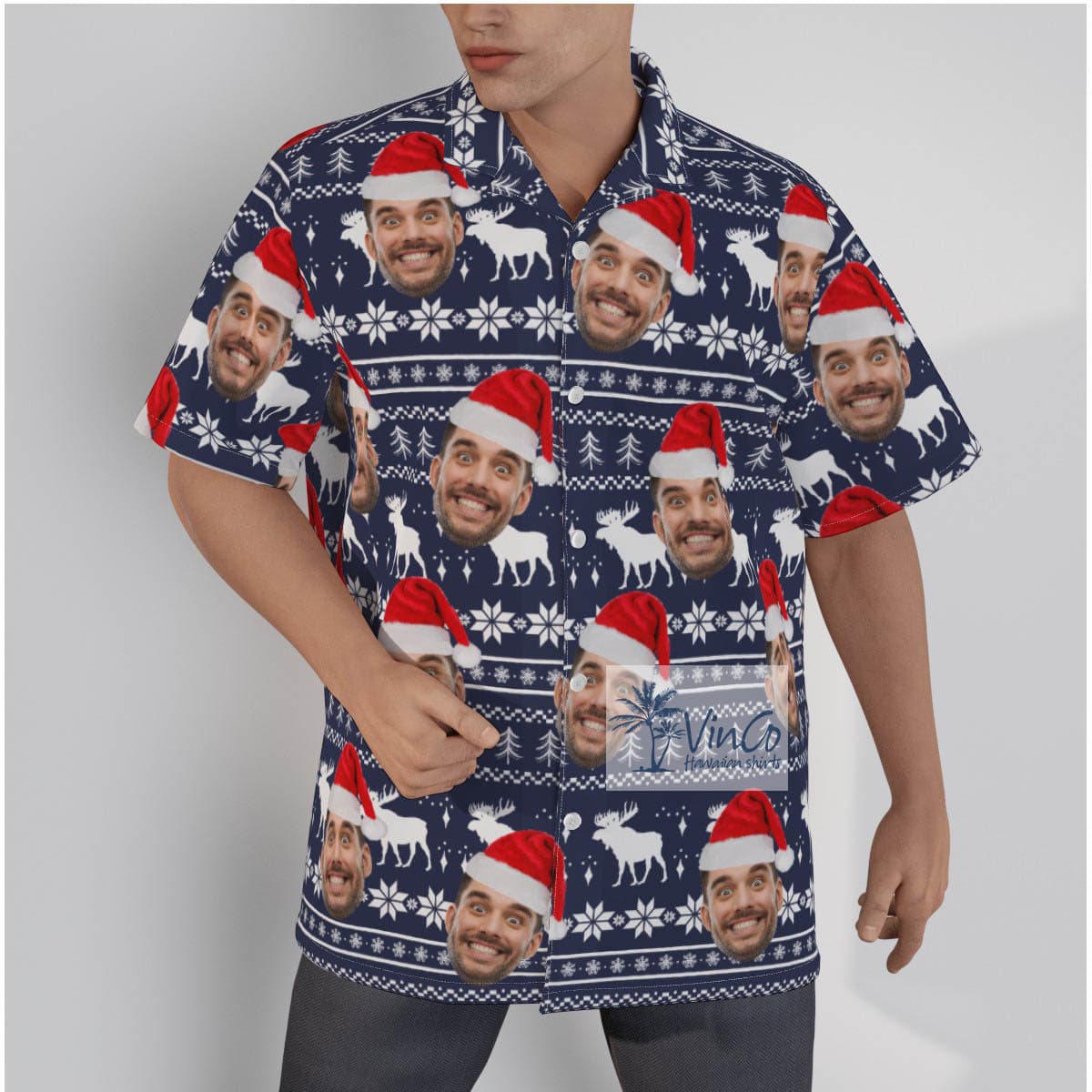Personalized Faces Ugly Christmas Hawaiian Shirt (3)
