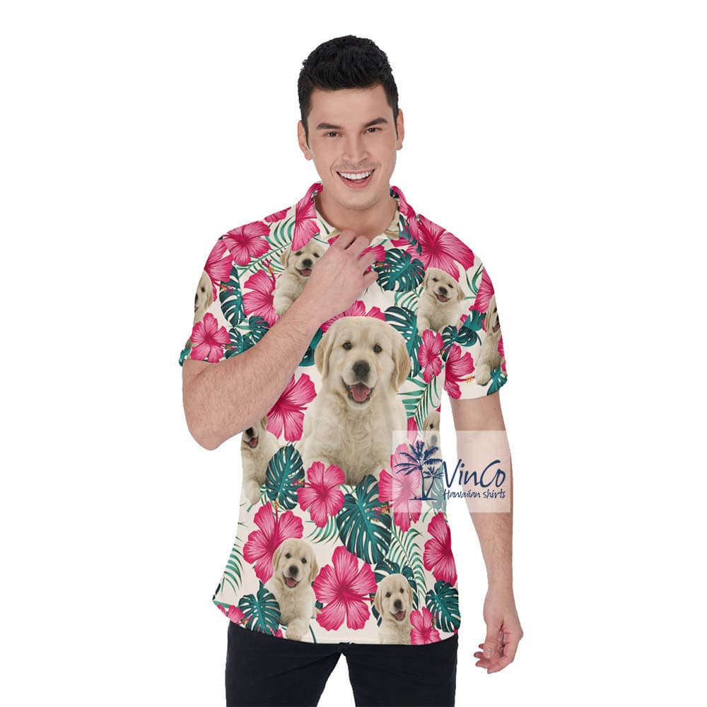 Personalized Pet Face Hawaiian Golf Shirt For Men