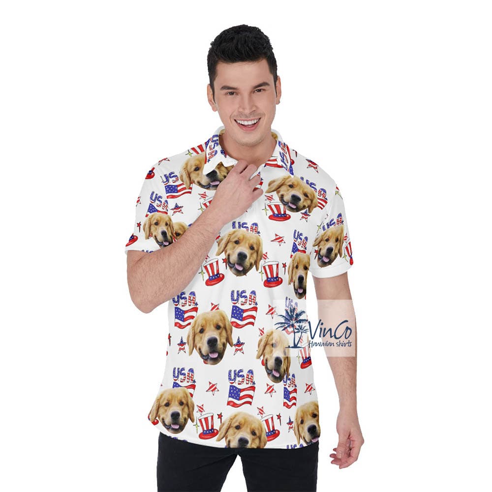 Personalized Pet Face Patriotic American Polo Shirt (2)