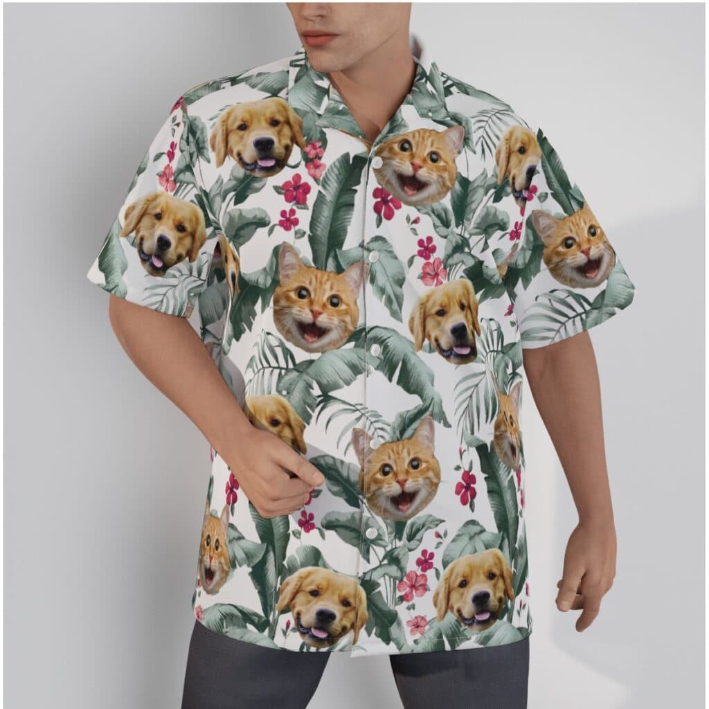 Personalized Pet Face Tropical Shirts For Men (1)