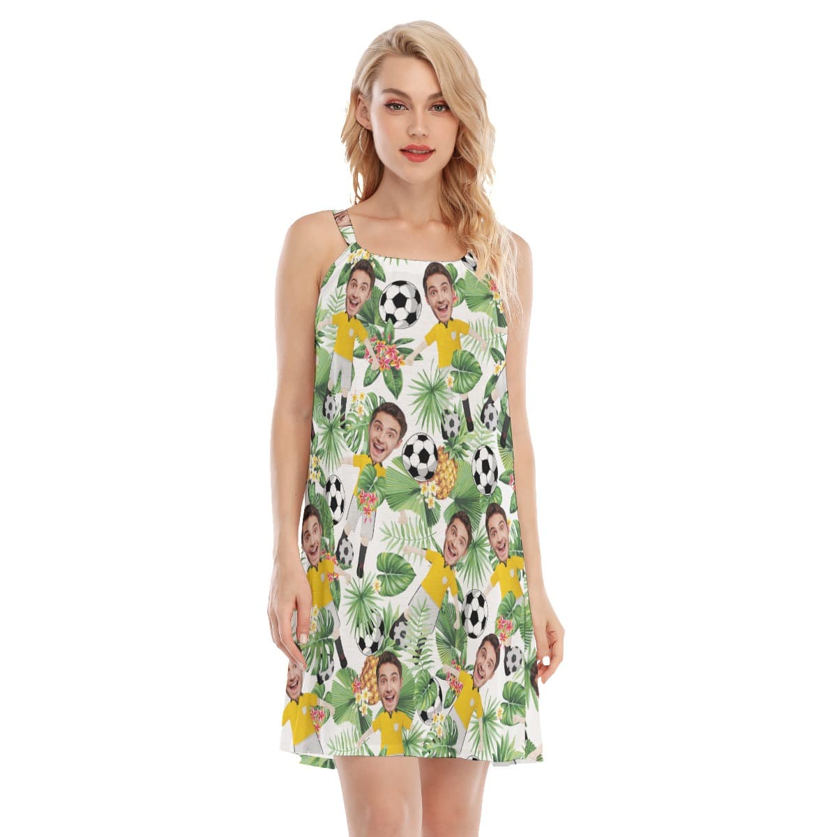 Personalized Photo Face Soccer Player Aloha Dress For Women
