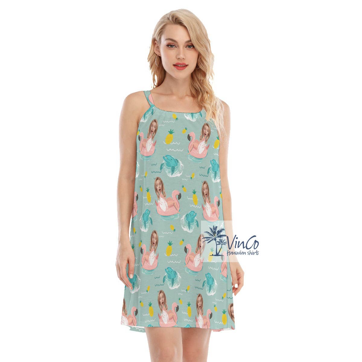 Personalized Photo Face Women Swimming Summer Hawaiian Dress (2)