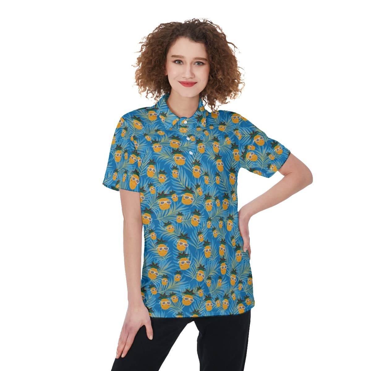 Pineapple Hawaiian Polo Shirt Women