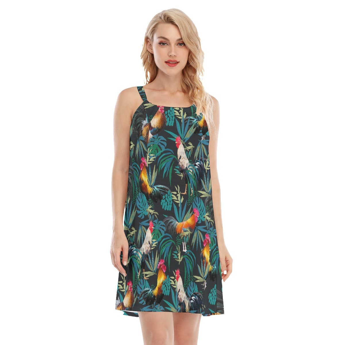 Rooster Hawaiian Cami Dress For Women (1)