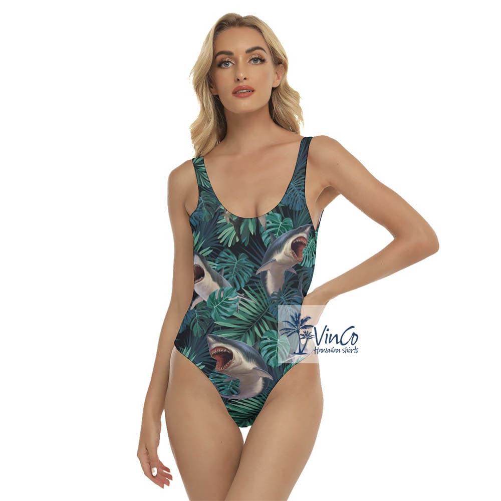 Shark Print Hawaiian Swimsuit For Women (2)