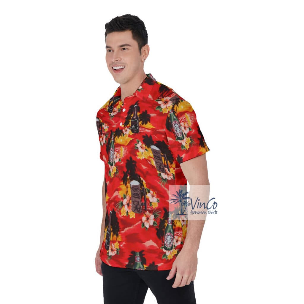 Sunset Beach Tropical Beer Hawaiian Polo Shirt