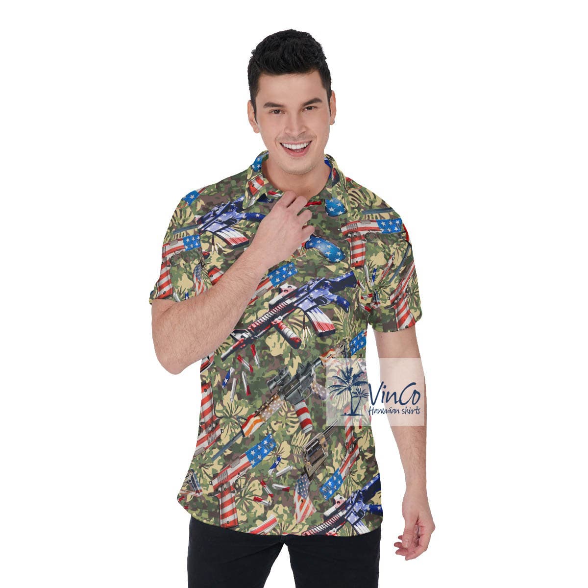 Tactical Camouflage Hawaiian Polo Golf Shirt For Men (2)
