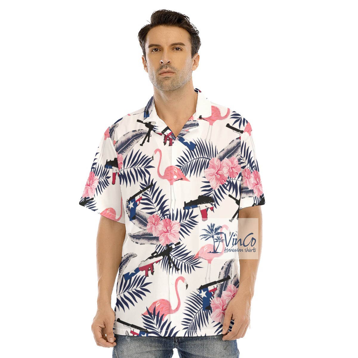 Texas Gun Flamingo Floral Hawaiian Shirt (3)
